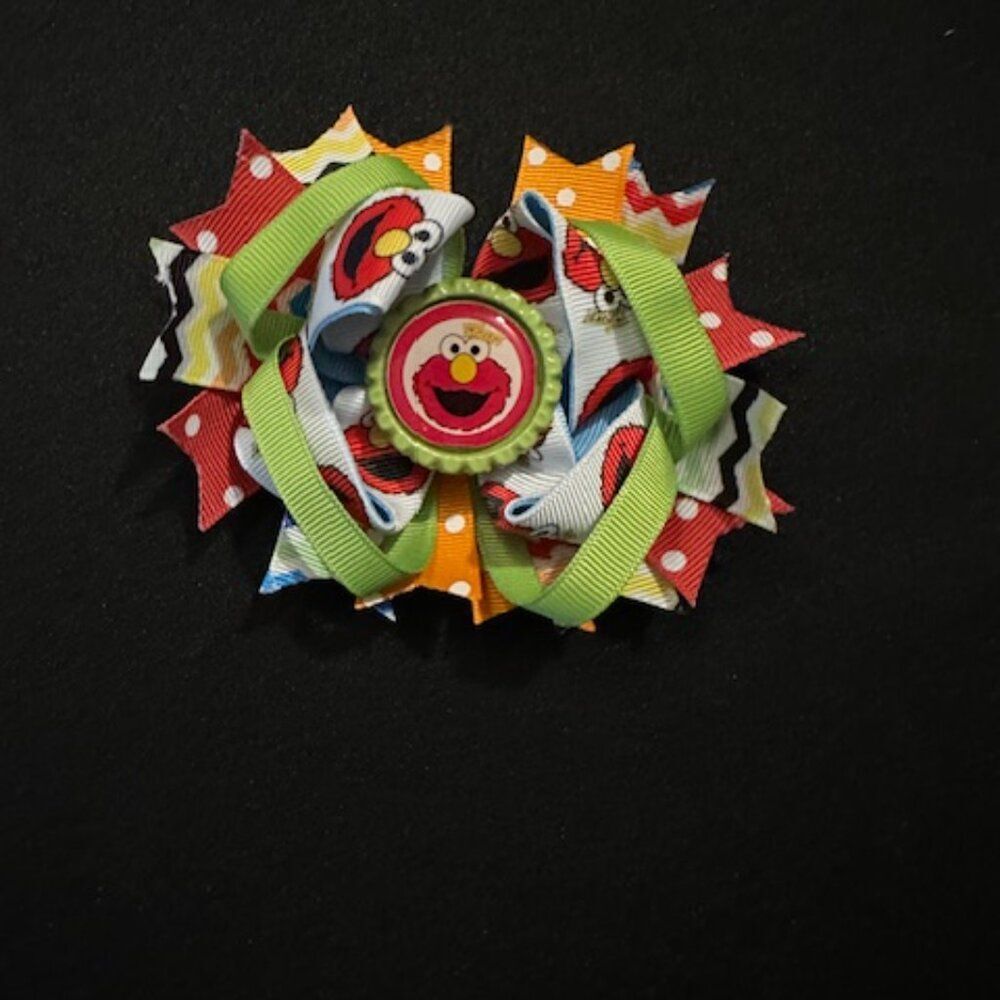 "Elmo" Bottle Cap Image Deluxe Bow  5B2081  Handmade NWT Boutique
